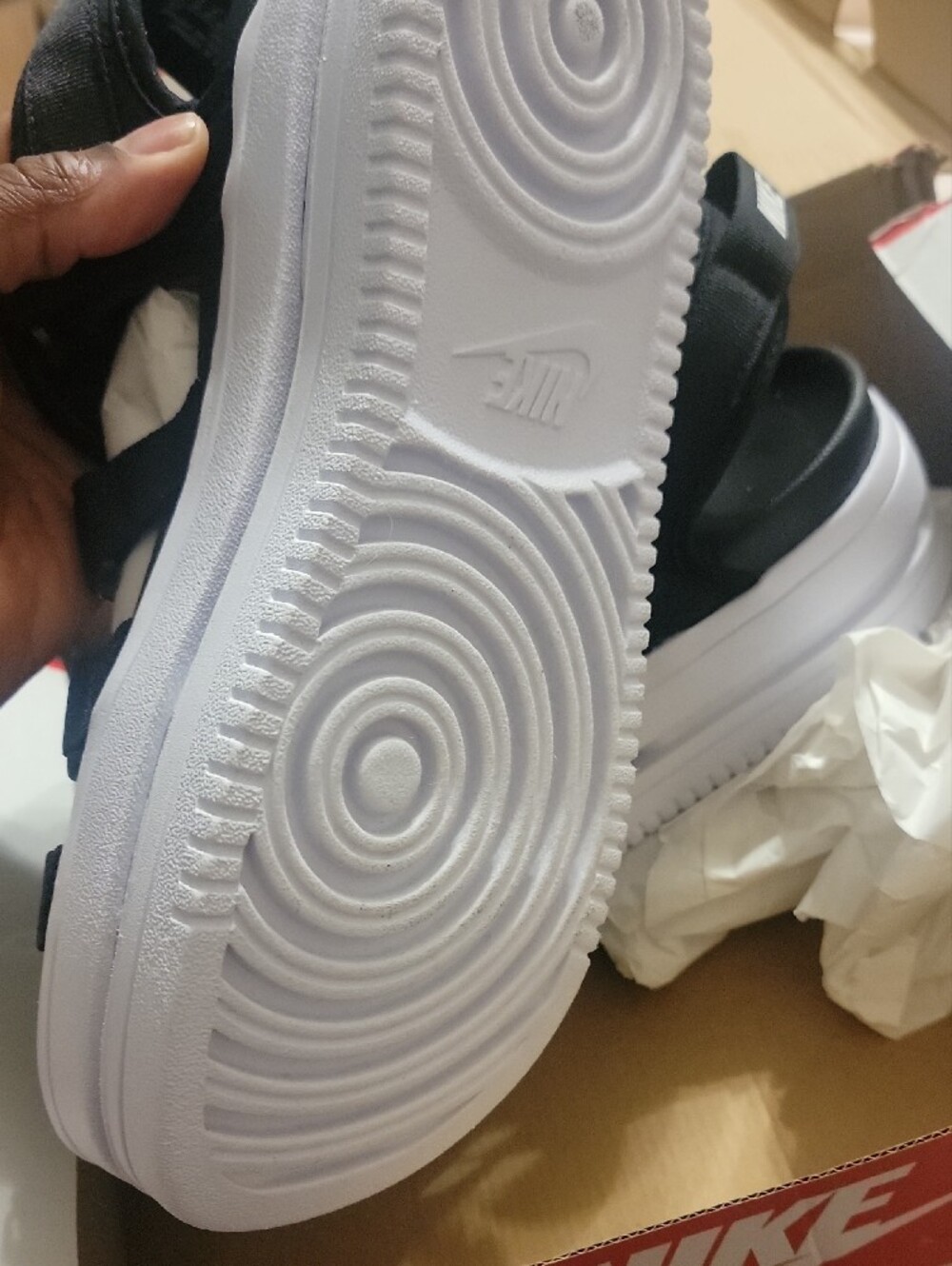 Nike Black Strap Platform Sandals with White Sole - Picture 8 of 9